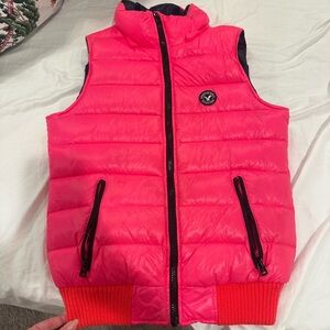 Pink Puffer Vest with Black Accents